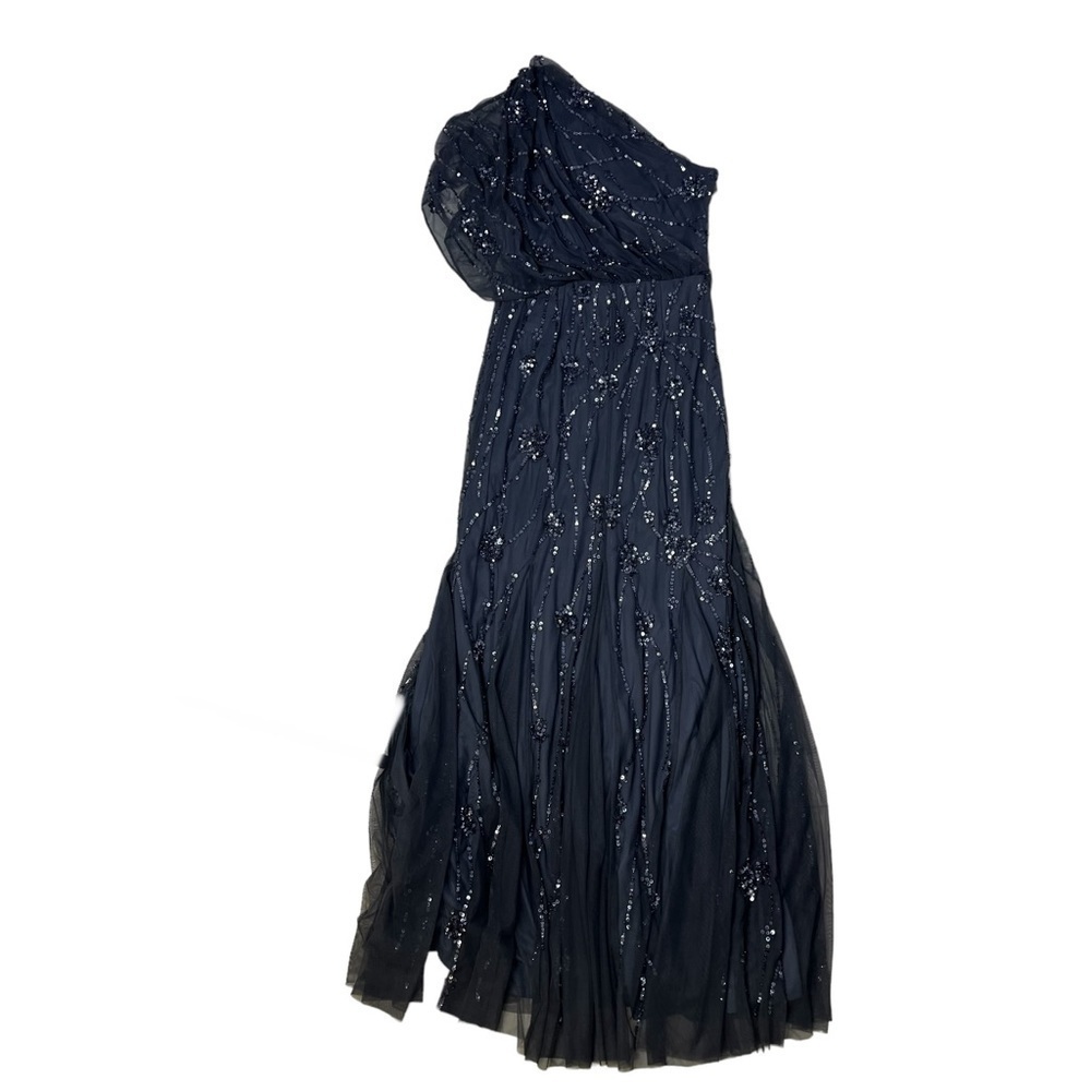 Adrianna Papell One Shoulder Beaded Dress Gray Size 4 Wedding Mother Of Bride - Picture 6 of 11